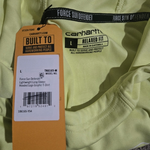 Carhartt Men's Force Sun Defender Lightweight Light Green Hooded Size L - Picture 11 of 12